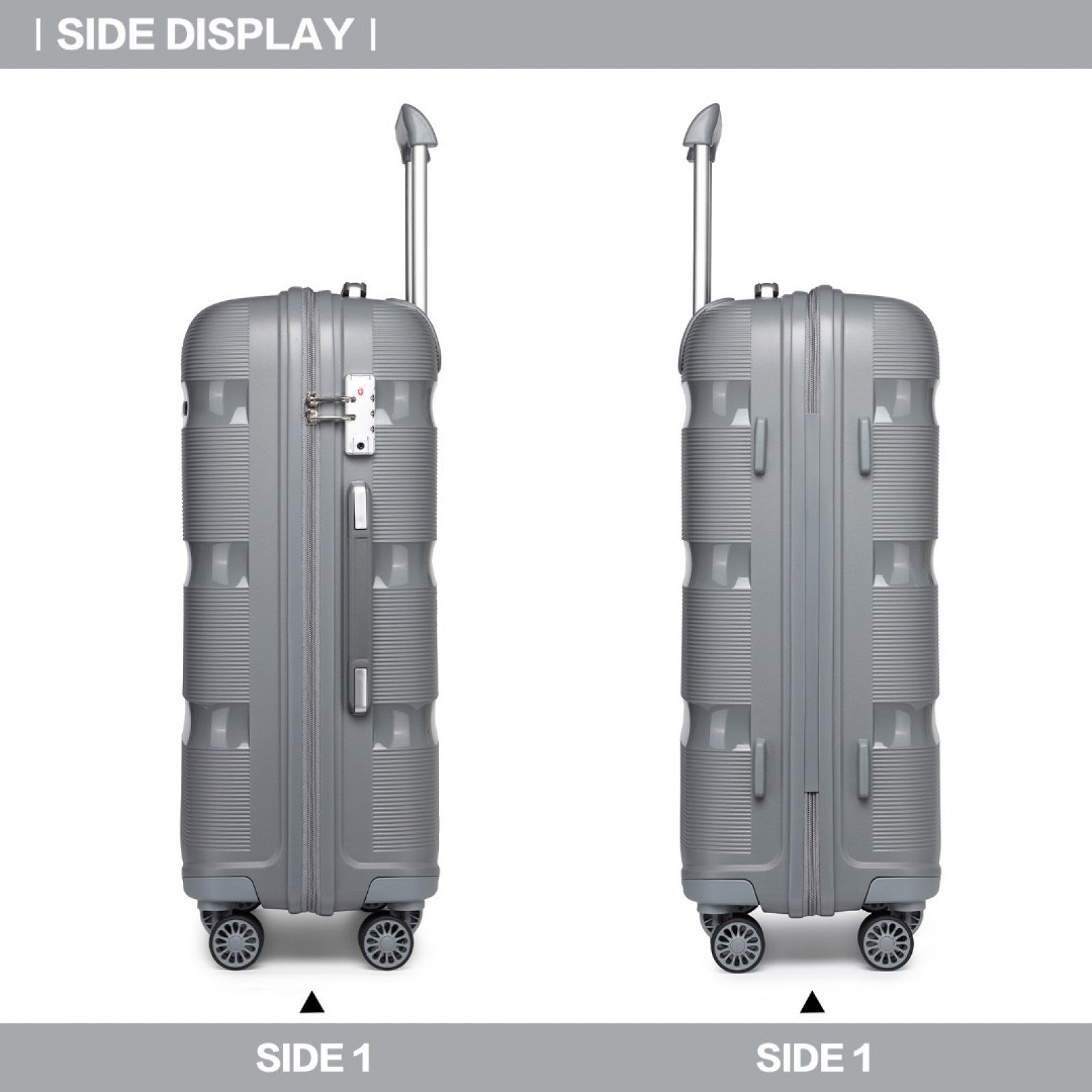 Kono Bright Hard Shell PP Suitcase In (K2092L) - Grey