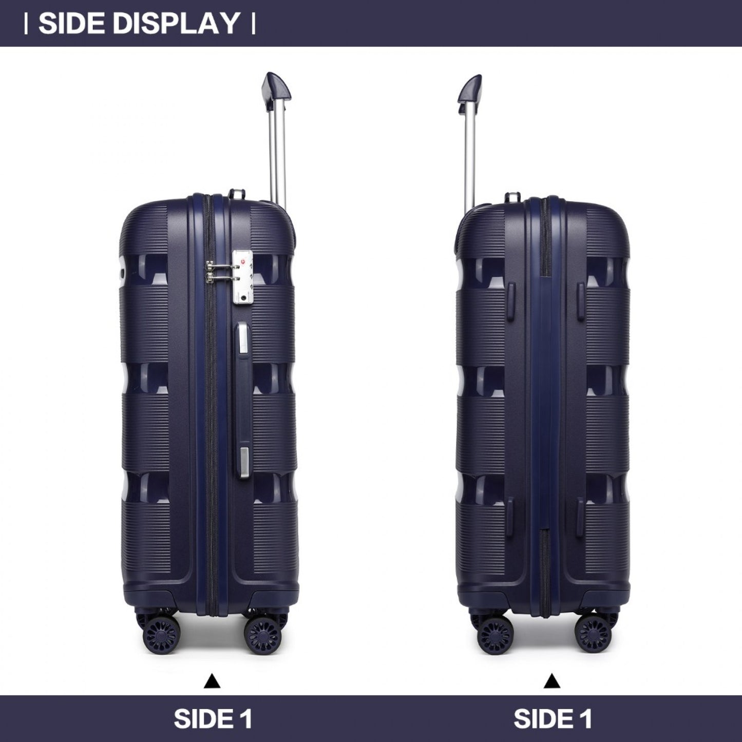 Kono Bright Hard Shell PP Suitcase In (K2092L) - Navy