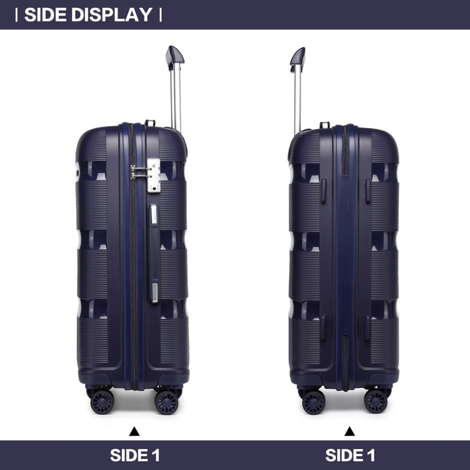 Kono Bright Hard Shell PP Suitcase In (K2092L) - Navy