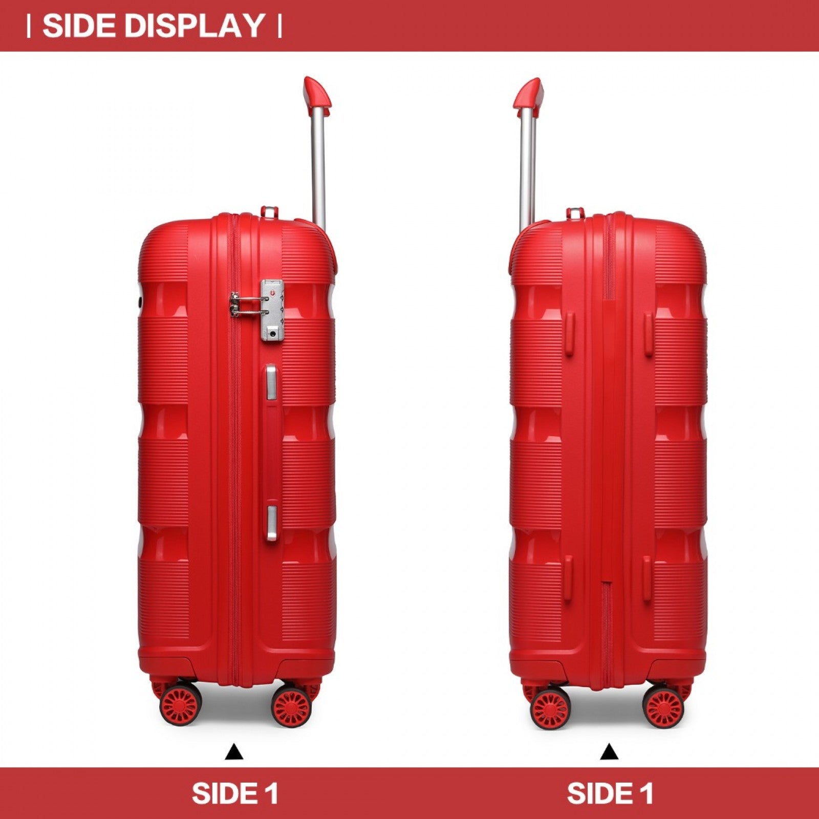 Kono Bright Hard Shell PP Suitcase In (K2092L) - Red