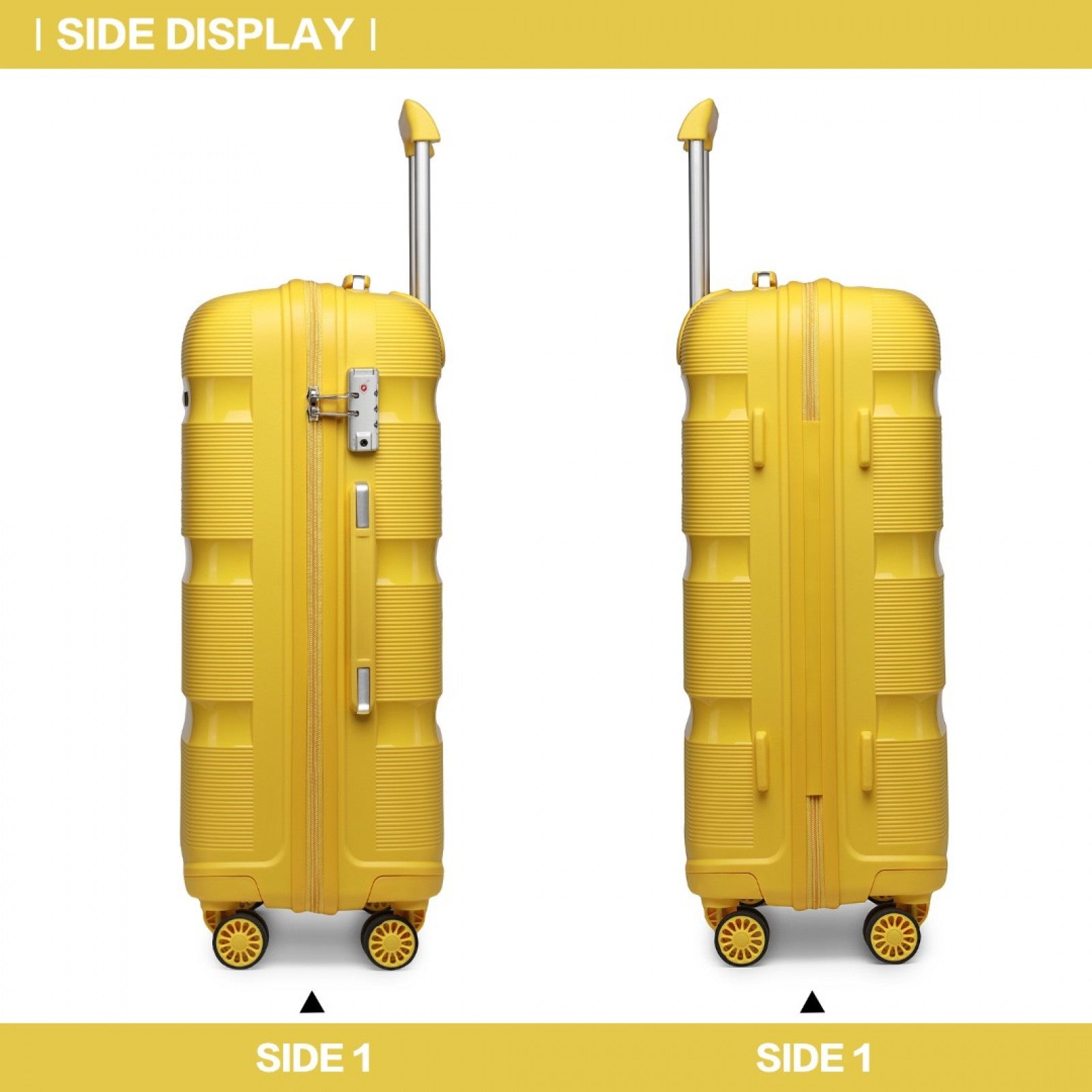 Kono Bright Hard Shell PP Suitcase In (K2092L) - Yellow