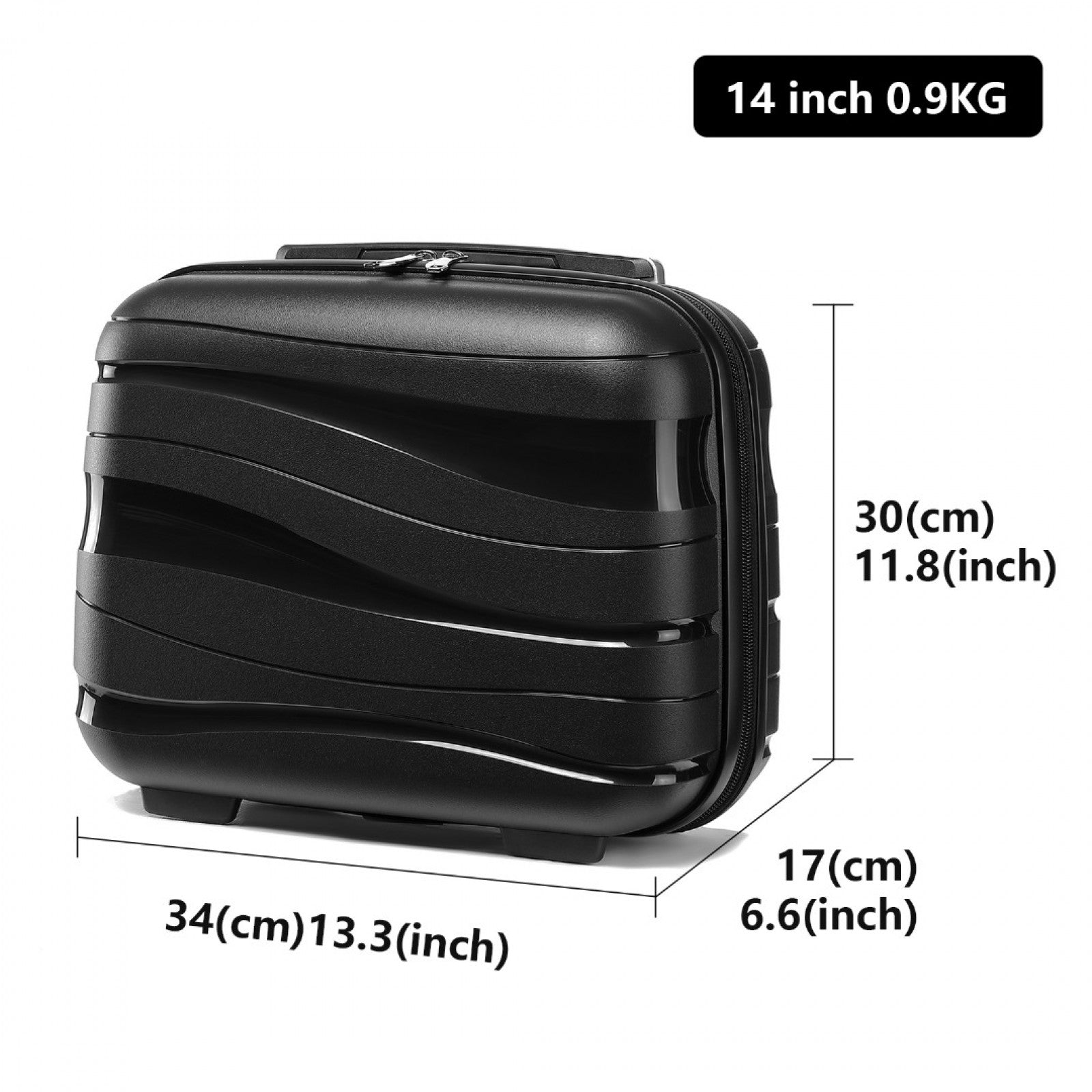 Kono Lightweight Polypropylene Hard Shell Vanity Case (K2094L) - Black