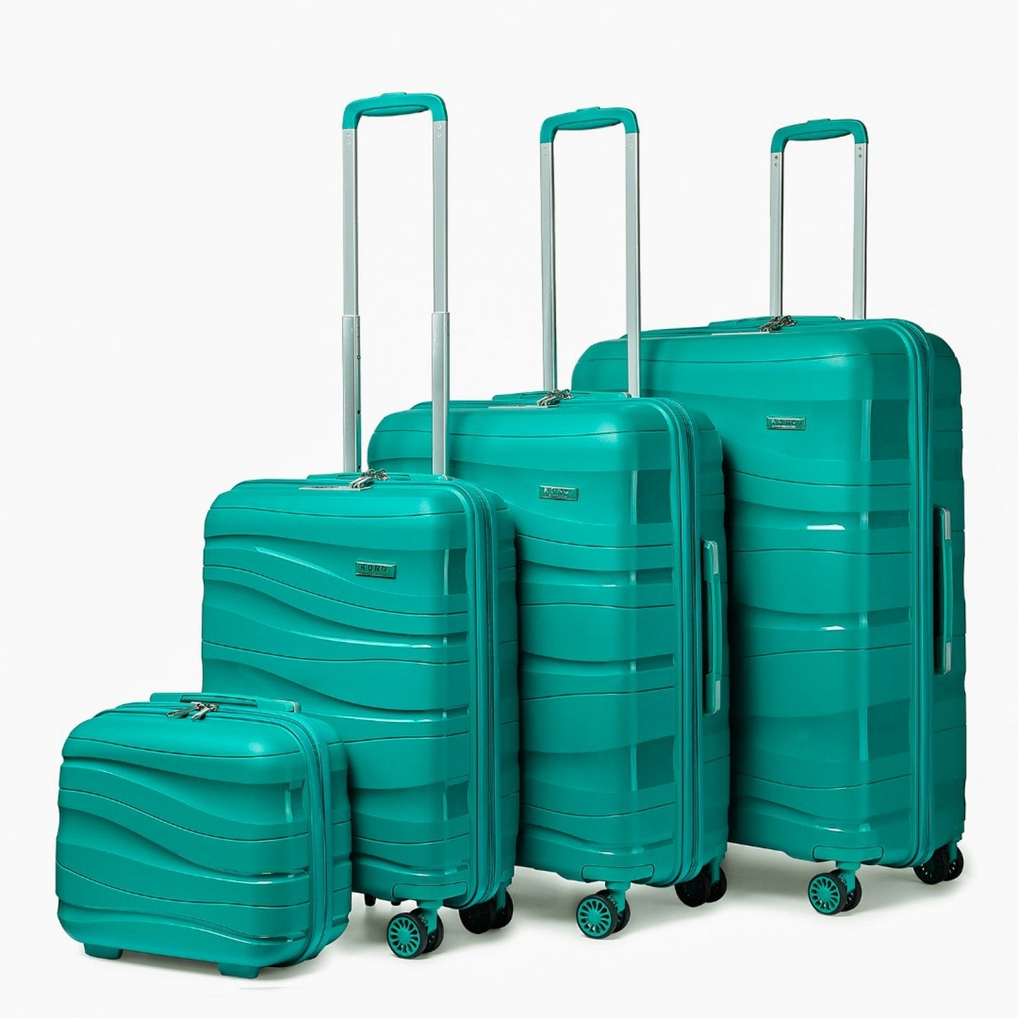 Kono Lightweight Polypropylene Hard Shell 4 Piece Suitcase Set With TSA Lock And Vanity Case (K2094L) - Teal