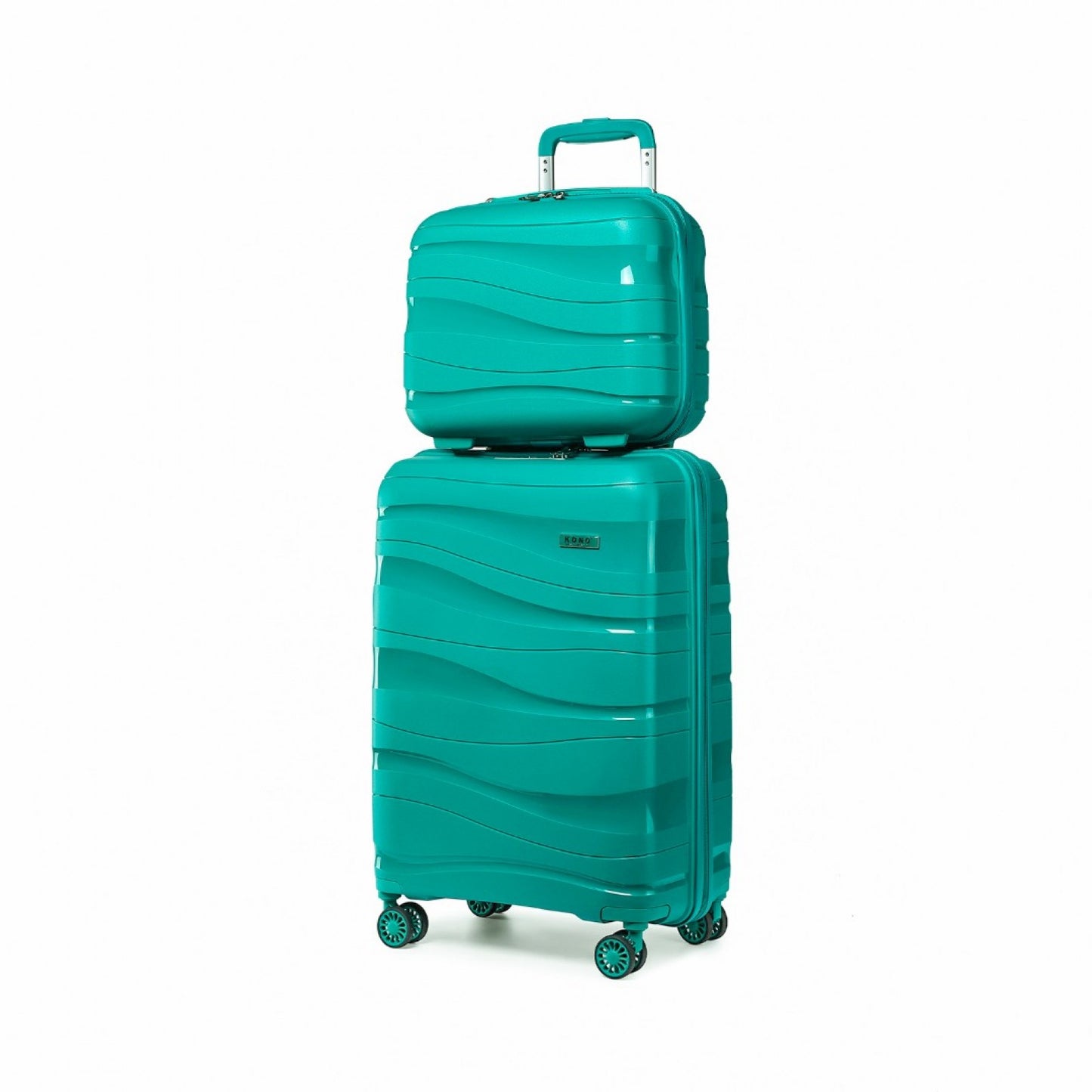Kono 14/20 Inch Lightweight Polypropylene Hard Shell 2 Piece Suitcase Set With TSA Lock And Vanity Case (K2094L) - Teal