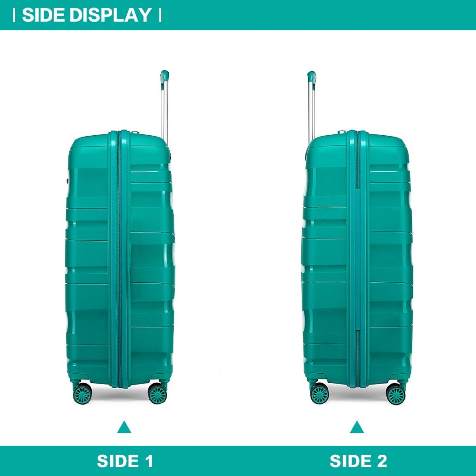 Kono 14/20 Inch Lightweight Polypropylene Hard Shell 2 Piece Suitcase Set With TSA Lock And Vanity Case (K2094L) - Teal