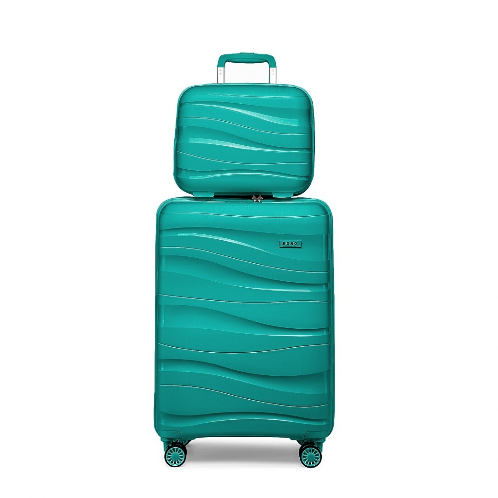 Kono 14/20 Inch Lightweight Polypropylene Hard Shell 2 Piece Suitcase Set With TSA Lock And Vanity Case (K2094L) - Teal