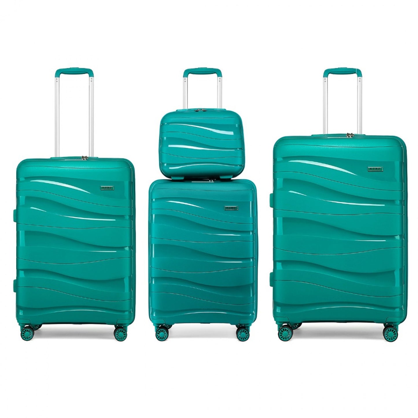 Kono Lightweight Polypropylene Hard Shell 4 Piece Suitcase Set With TSA Lock And Vanity Case (K2094L) - Teal