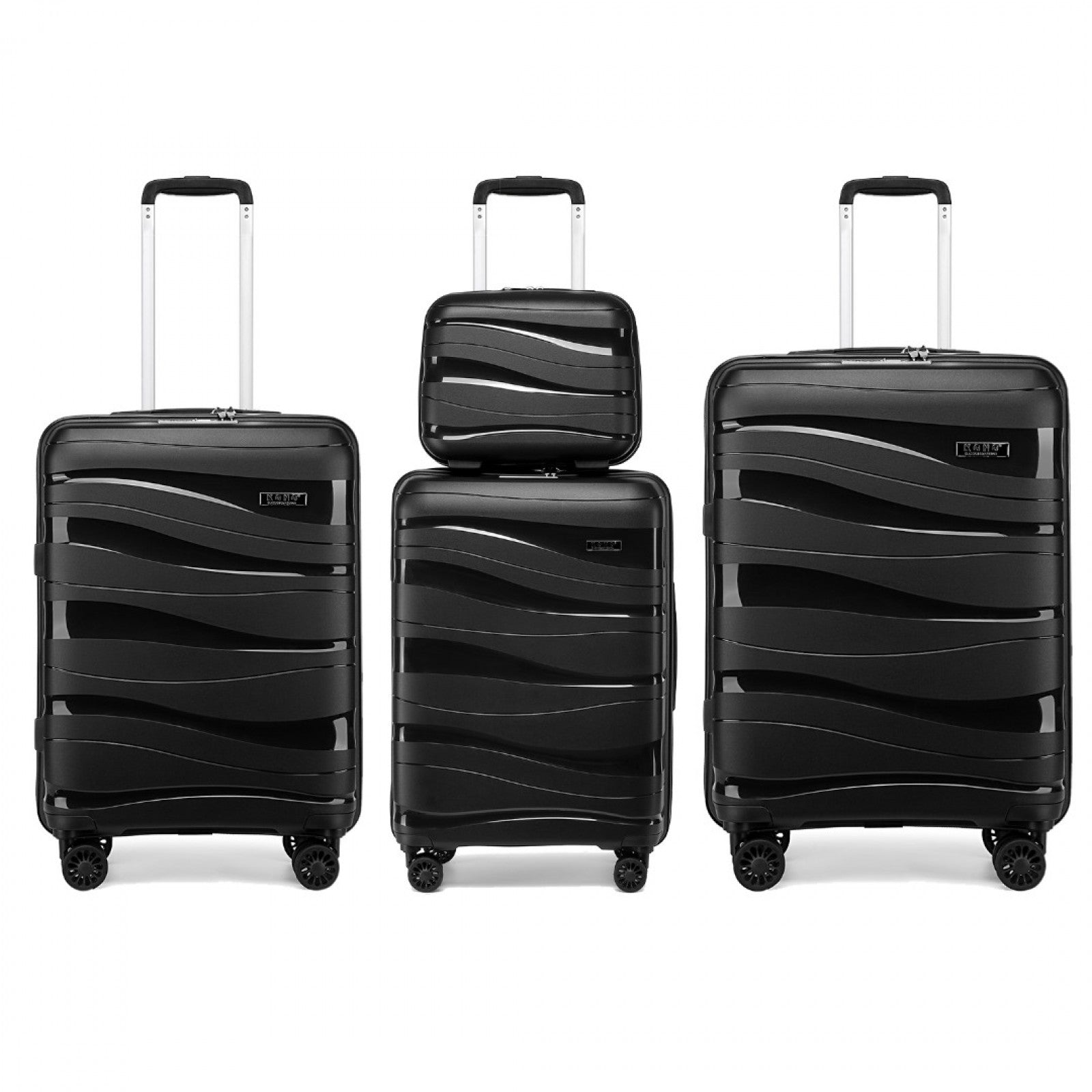 Kono Lightweight Polypropylene Hard Shell 4 Piece Suitcase Set With TSA Lock And Vanity Case (K2094L) - Black