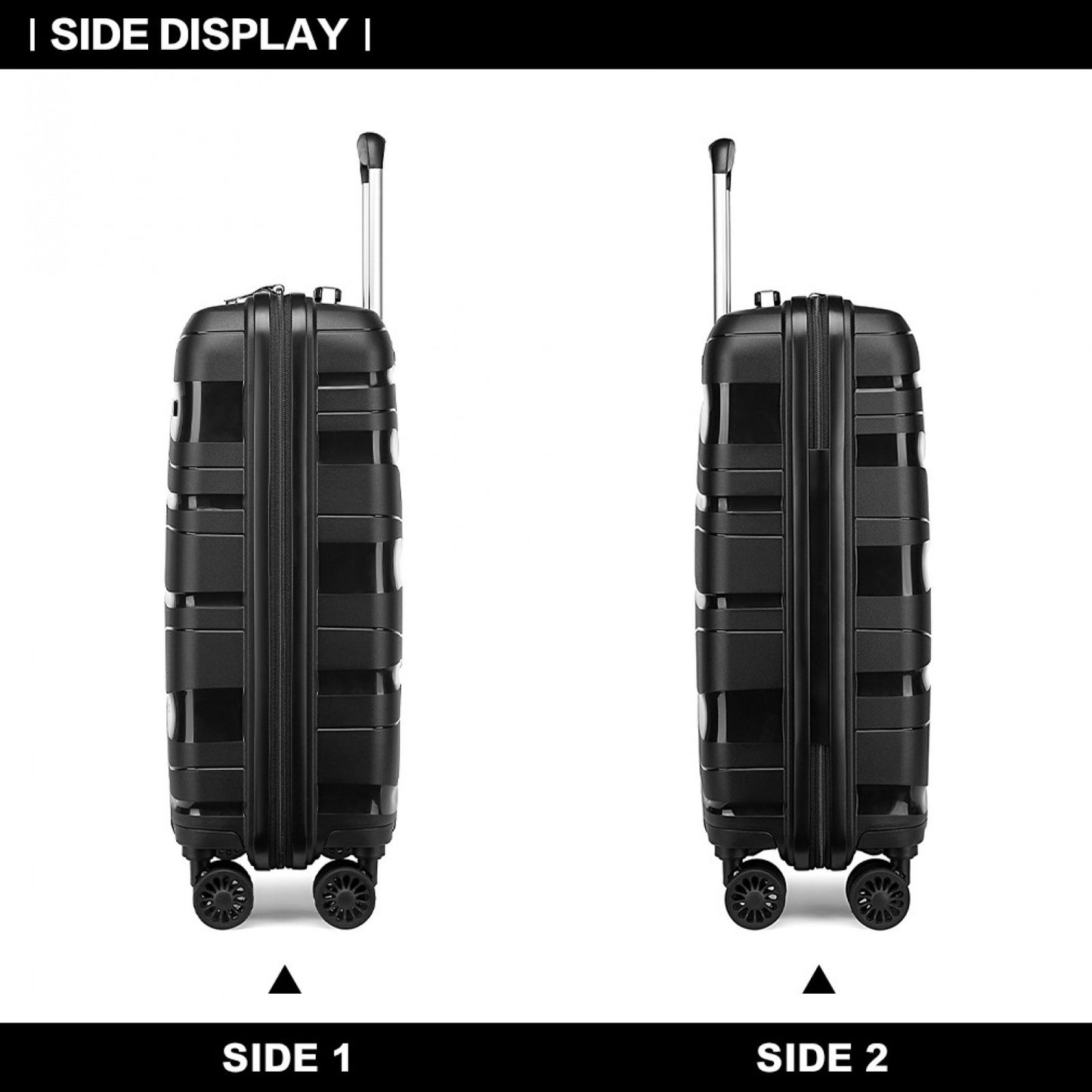 Kono Lightweight Polypropylene Hard Shell Suitcase With TSA Lock (K2094L) - Black