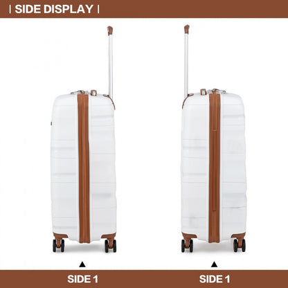 Kono Lightweight Polypropylene Hard Shell Suitcase With TSA Lock (K2094L) - Cream