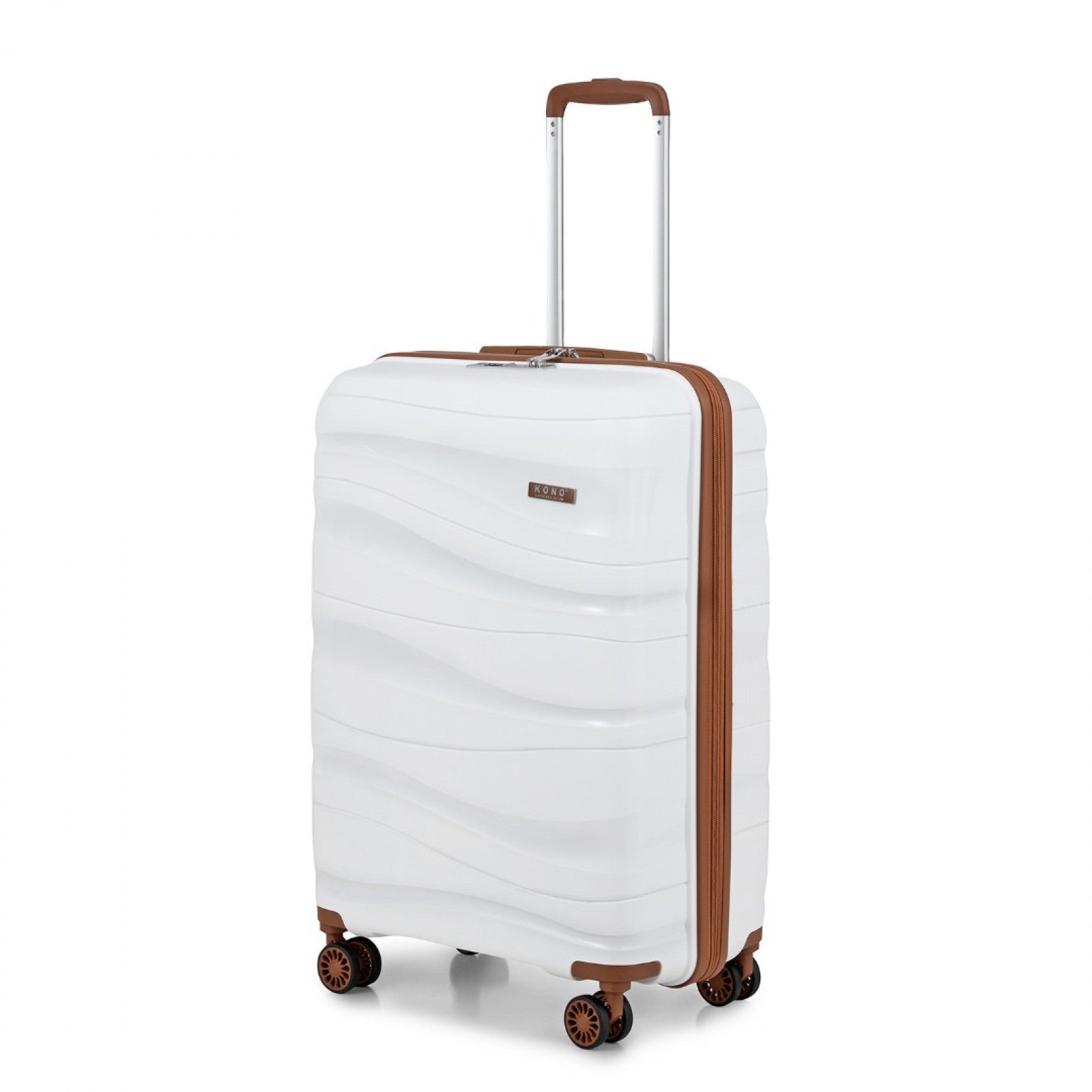 Kono Lightweight Polypropylene Hard Shell Suitcase With TSA Lock (K2094L) - Cream