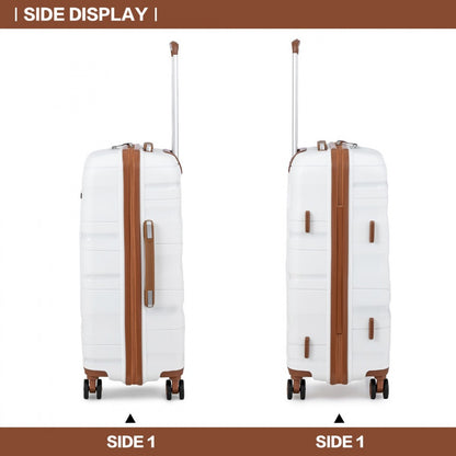 Kono Lightweight Polypropylene Hard Shell Suitcase With TSA Lock (K2094L) - Cream