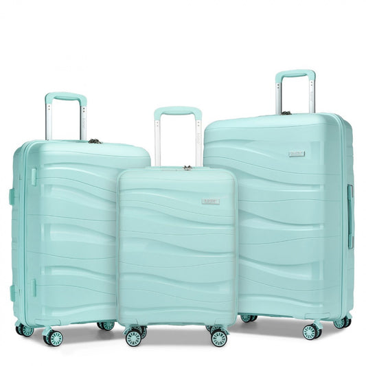Kono Lightweight Polypropylene Hard Shell 3 Piece Suitcase Set With TSA Lock (K2094L) - Mint Green