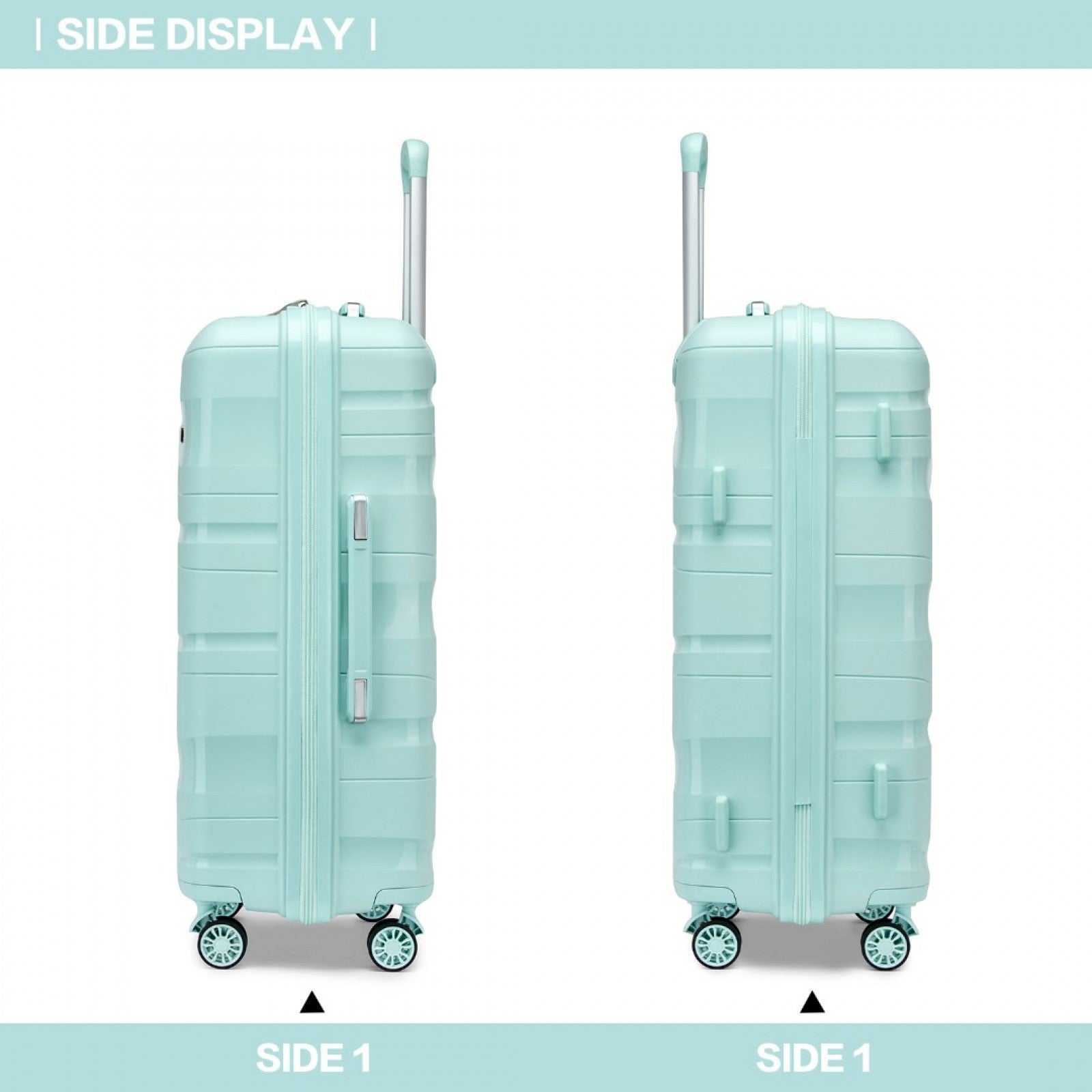 Kono Lightweight Polypropylene Hard Shell 3 Piece Suitcase Set With TSA Lock (K2094L) - Mint Green