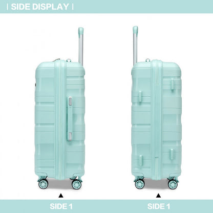 Kono Lightweight Polypropylene Hard Shell 3 Piece Suitcase Set With TSA Lock (K2094L) - Mint Green