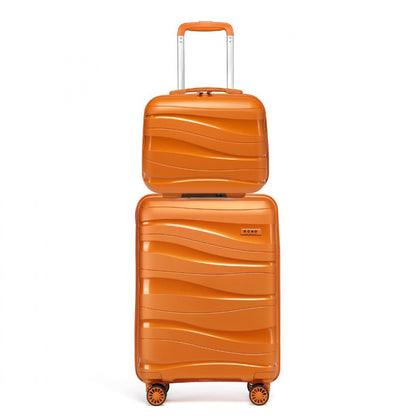 Kono 14/20 Inch Lightweight Polypropylene Hard Shell 2 Piece Suitcase Set With TSA Lock And Vanity Case (K2094L) - Orange