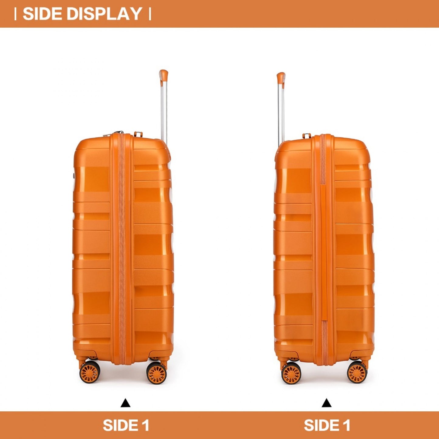 Kono Lightweight Polypropylene Hard Shell Suitcase With TSA Lock (K2094L) - Orange