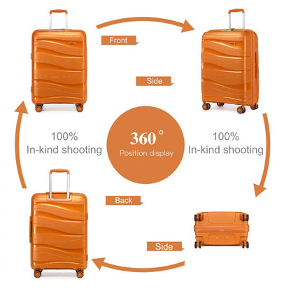 Kono Lightweight Polypropylene Hard Shell Suitcase With TSA Lock (K2094L) - Orange