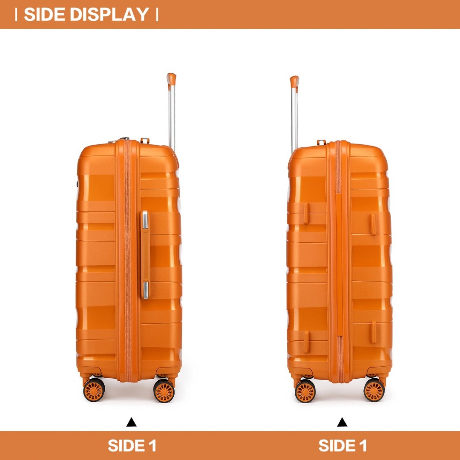 Kono Lightweight Polypropylene Hard Shell Suitcase With TSA Lock (K2094L) - Orange