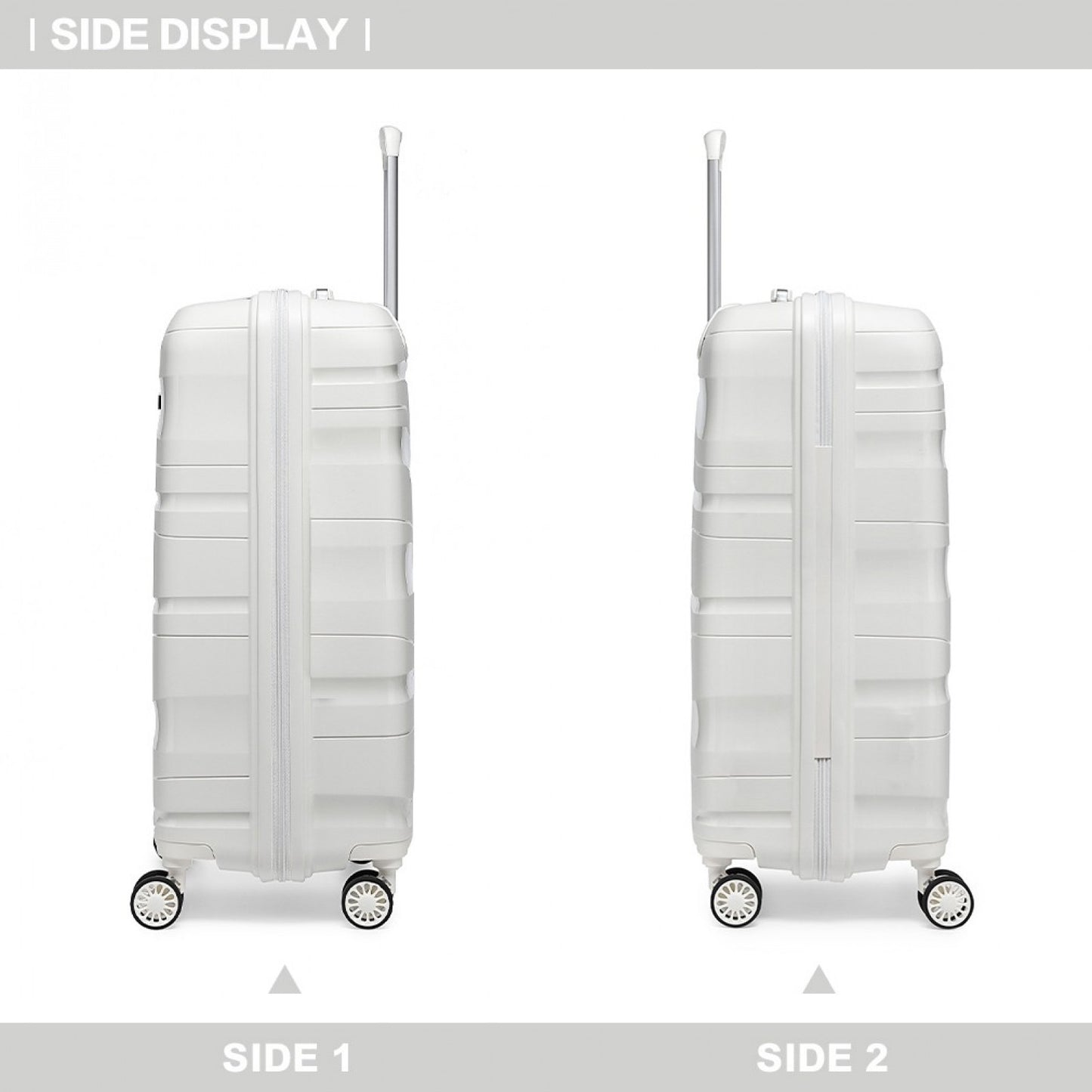 Kono 14/20 Inch Lightweight Polypropylene Hard Shell 2 Piece Suitcase Set With TSA Lock And Vanity Case (K2094L) - Cream White