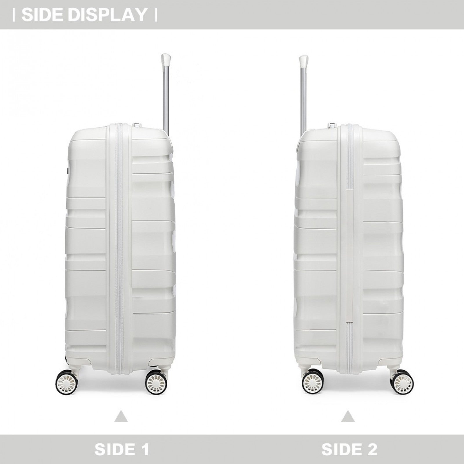 Kono 14/20 Inch Lightweight Polypropylene Hard Shell 2 Piece Suitcase Set With TSA Lock And Vanity Case (K2094L) - Cream White