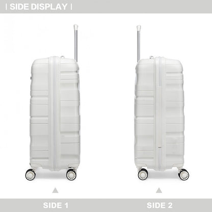 Kono 14/20 Inch Lightweight Polypropylene Hard Shell 2 Piece Suitcase Set With TSA Lock And Vanity Case (K2094L) - Cream White