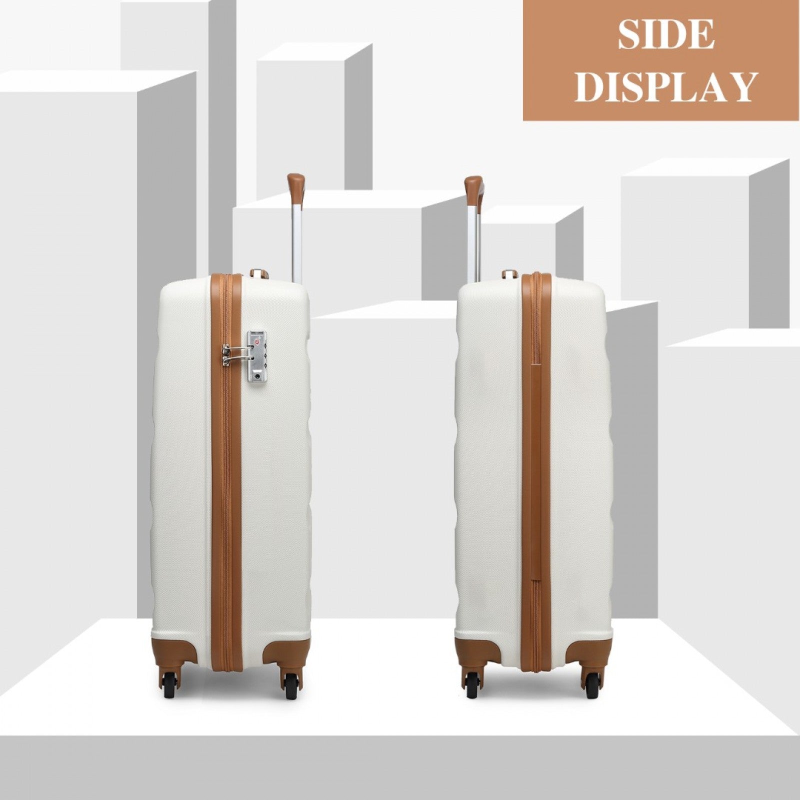 Kono Suitcase Streamlined Lightweight ABS Hardshell with Secure TSA Lock (K2191L) - Cream