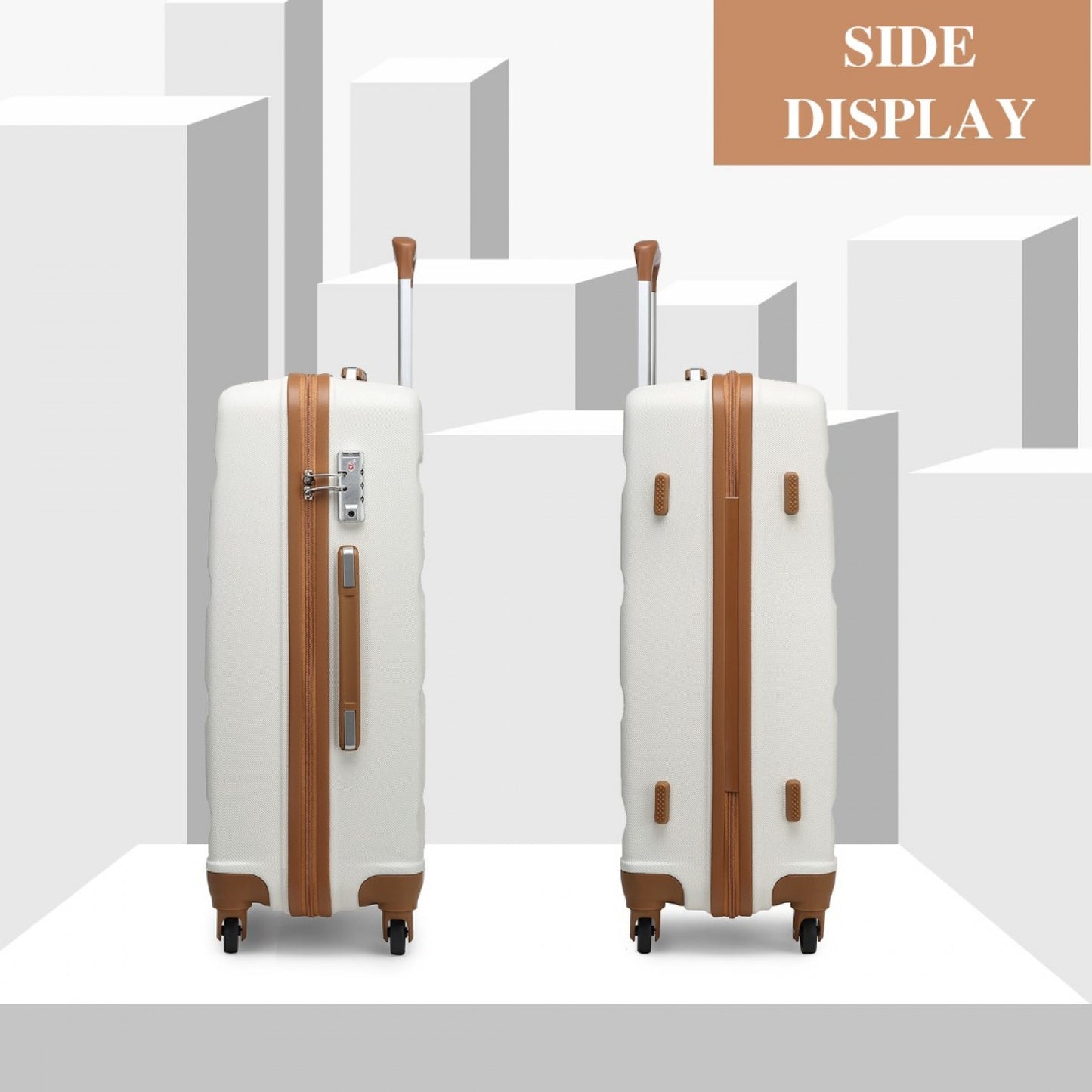Kono Suitcase Streamlined Lightweight ABS Hardshell with Secure TSA Lock (K2191L) - Cream