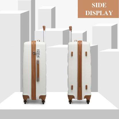 Kono 3-Piece Lightweight ABS Hardshell Suitcase Set - 19, 24, 28 Inch with Secure TSA Lock (K2191L) - Cream