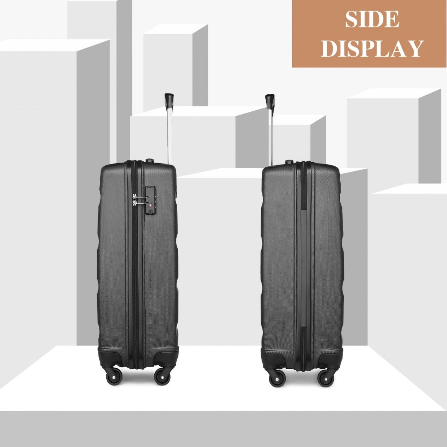Kono Suitcase Streamlined Lightweight ABS Hardshell with Secure TSA Lock (K2191L) - Grey