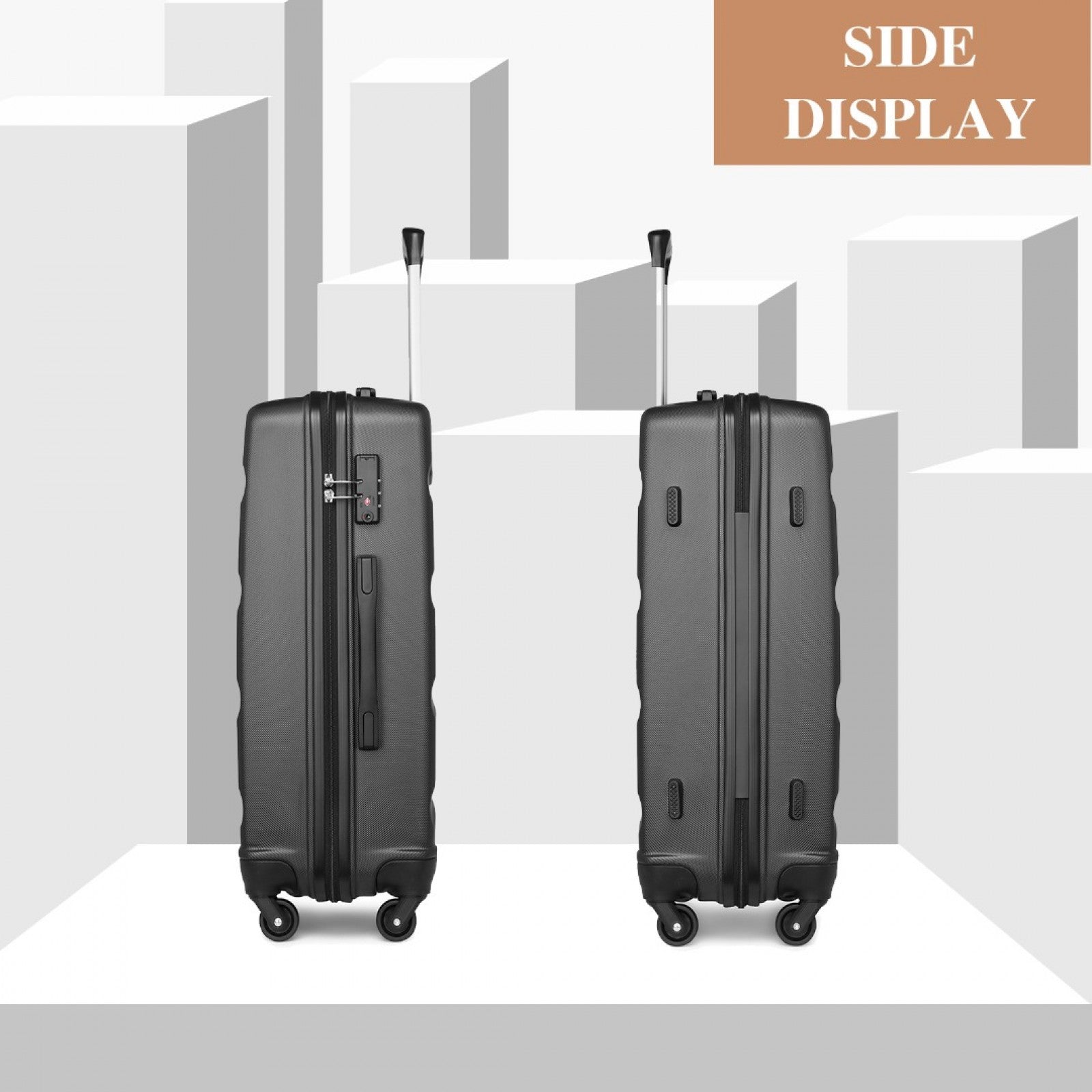 Kono 3-Piece Lightweight ABS Hardshell Suitcase Set - 19, 24, 28 Inch with Secure TSA Lock (K2191L) - Grey