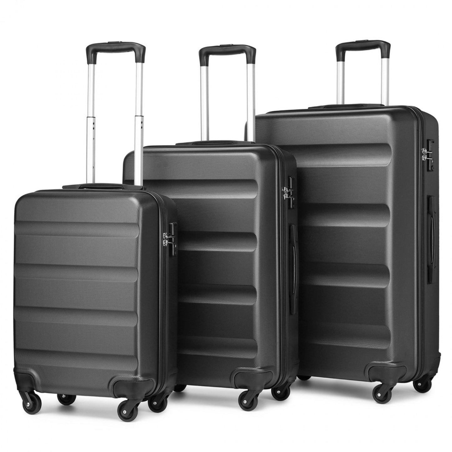Kono 3-Piece Lightweight ABS Hardshell Suitcase Set - 19, 24, 28 Inch with Secure TSA Lock (K2191L) - Grey
