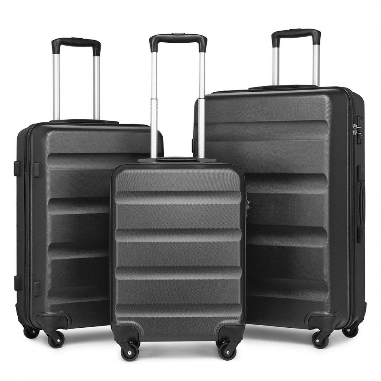 Kono 3-Piece Lightweight ABS Hardshell Suitcase Set - 19, 24, 28 Inch with Secure TSA Lock (K2191L) - Grey