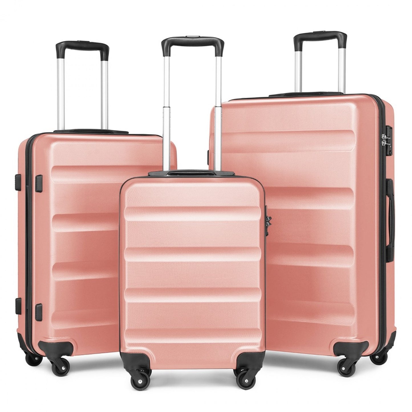 Kono 3-Piece Lightweight ABS Hardshell Suitcase Set - 19, 24, 28 Inch with Secure TSA Lock (K2191L) - Nude