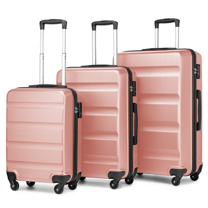 Kono 3-Piece Lightweight ABS Hardshell Suitcase Set - 19, 24, 28 Inch with Secure TSA Lock (K2191L) - Nude