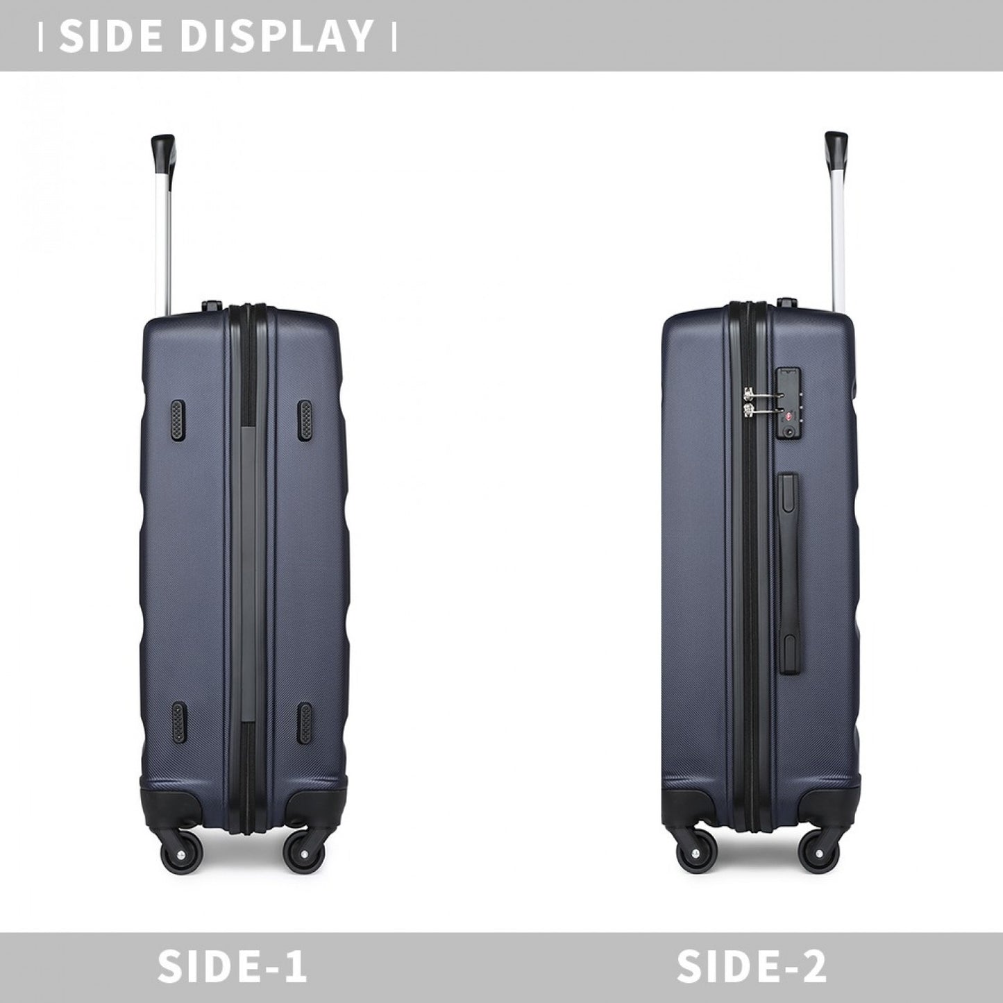 Kono Suitcase Streamlined Lightweight ABS Hardshell with Secure TSA Lock (K2191L) - Navy