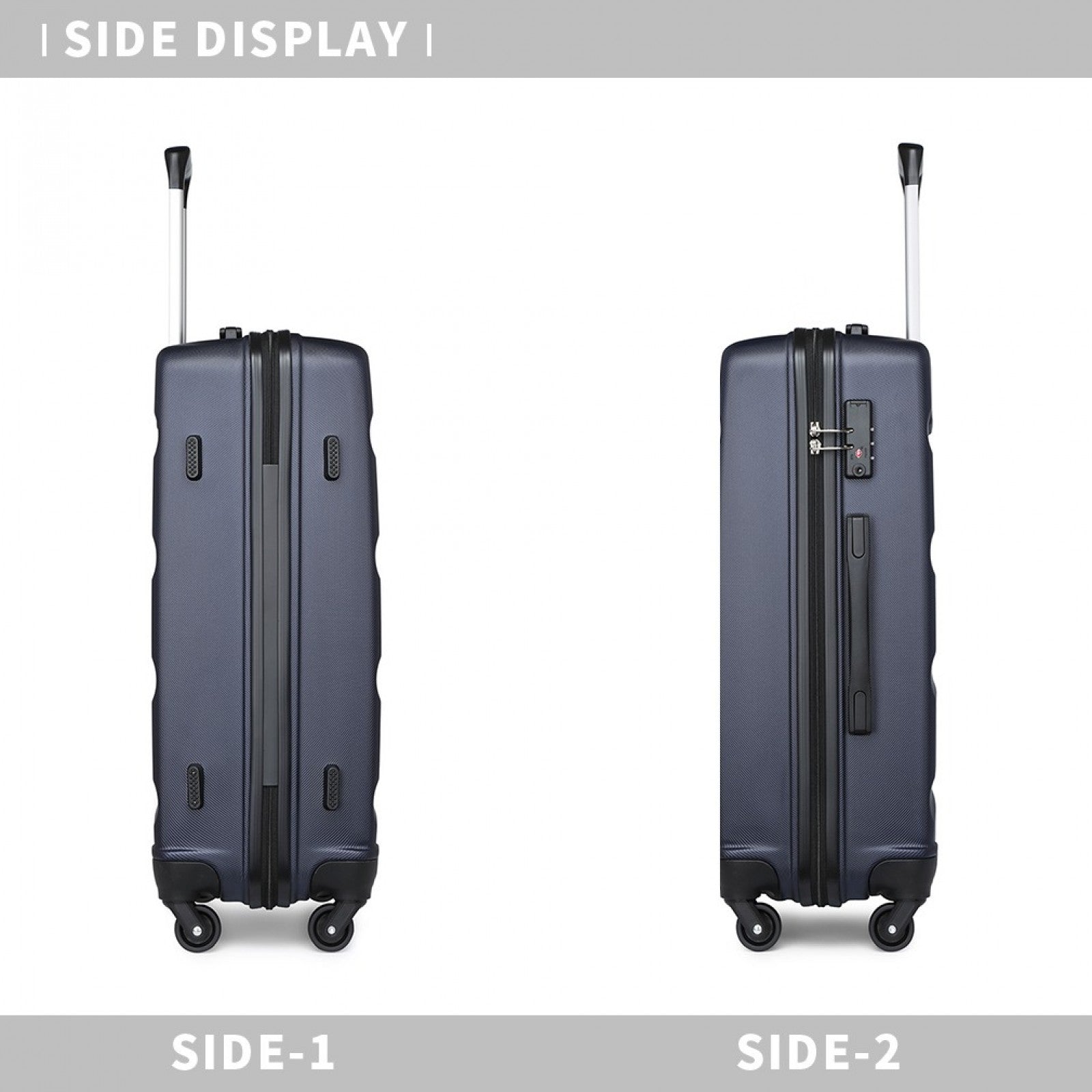 Kono Suitcase Streamlined Lightweight ABS Hardshell with Secure TSA Lock (K2191L) - Navy