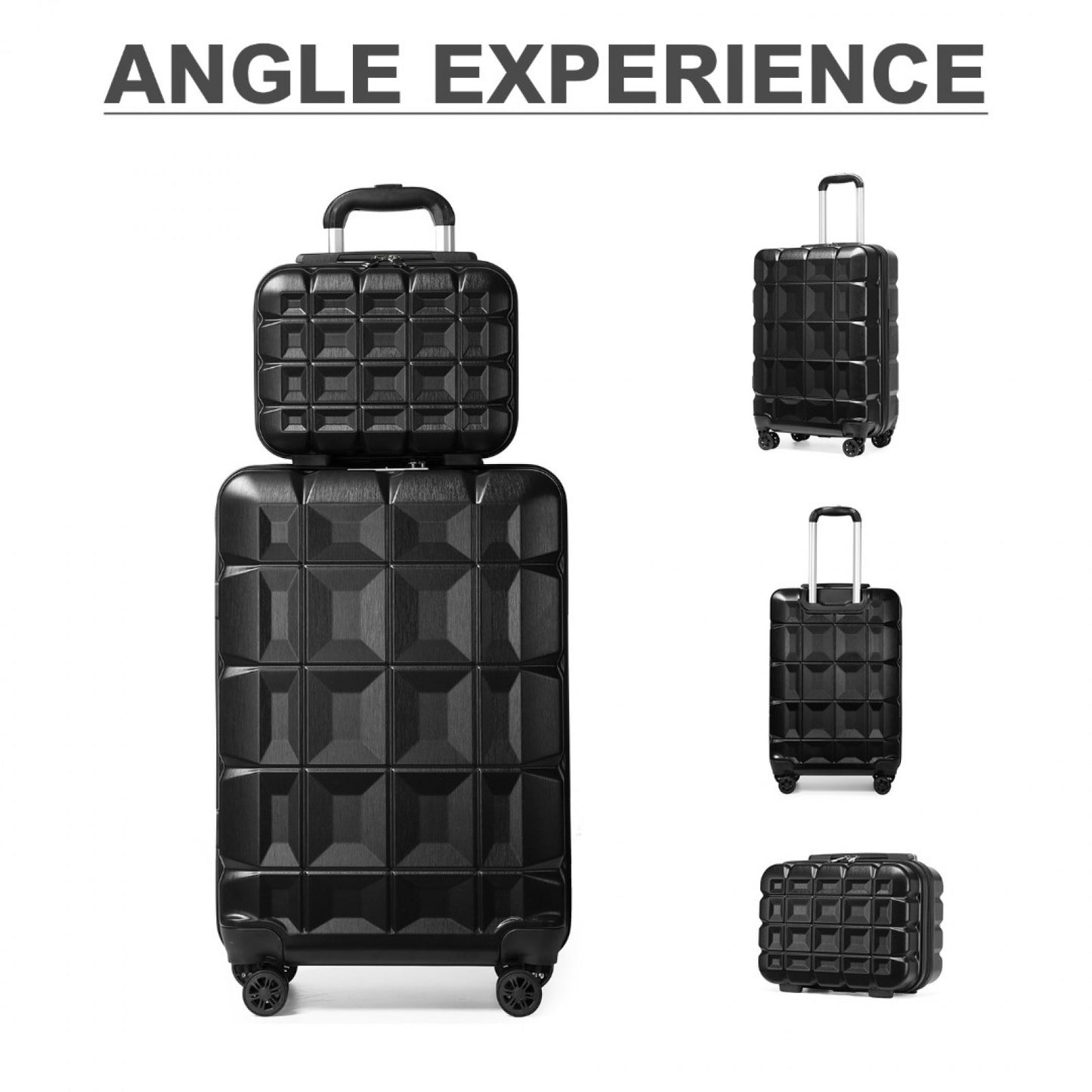 Kono 13/20 Inch Lightweight Hard Shell ABS Cabin Suitcase With TSA Lock And Vanity Case (K2292L) - Black