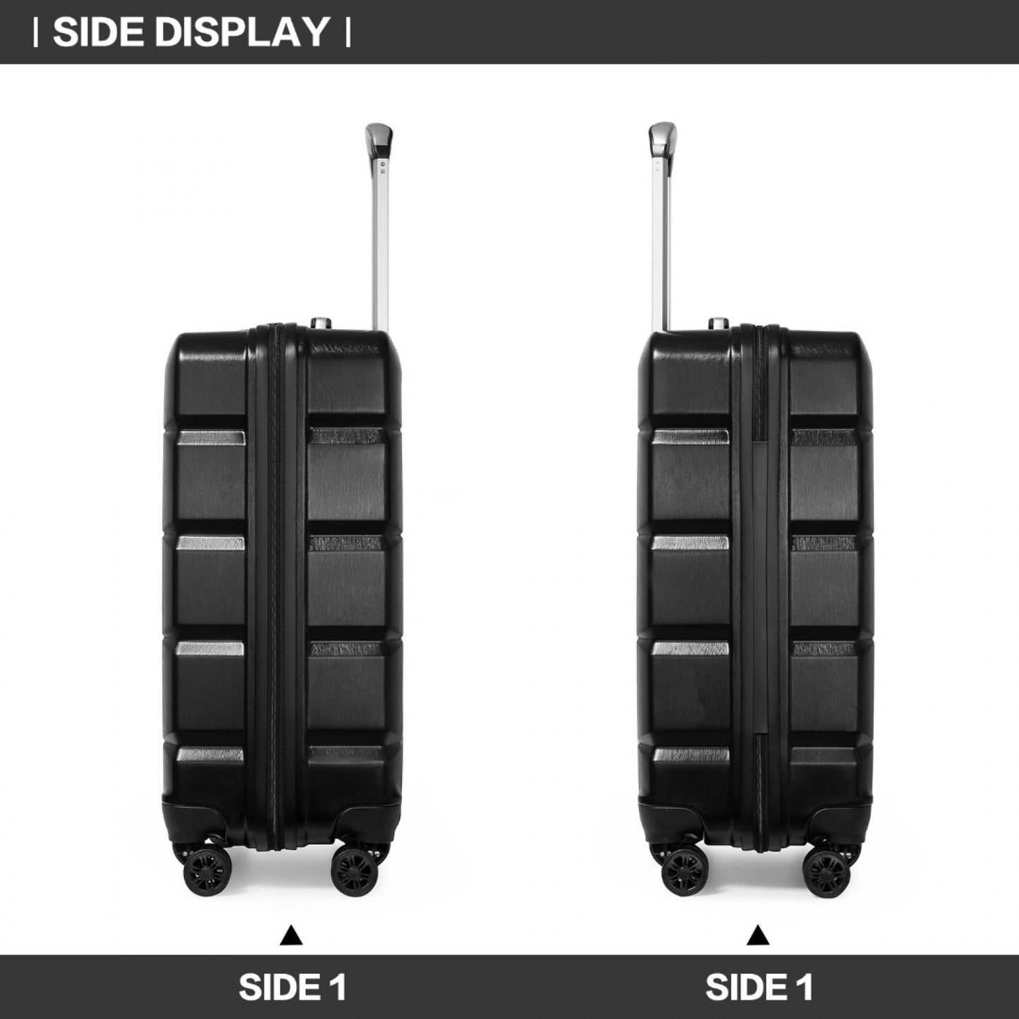 Kono Lightweight Hard Shell ABS Luggage Cabin Suitcase With TSA Lock (K2292L) - Black