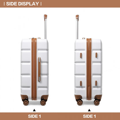 Kono Lightweight Hard Shell ABS Luggage Cabin Suitcase With TSA Lock (K2292L) - White
