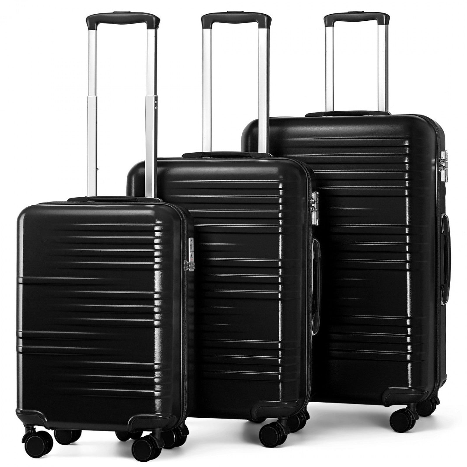 British Traveller 3 Pcs Set Durable Polycarbonate and ABS Hard Shell Suitcase With TSA Lock (K2391L) - Black