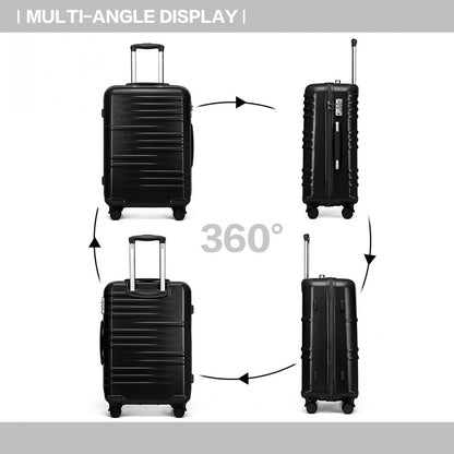 British Traveller 3 Pcs Set Durable Polycarbonate and ABS Hard Shell Suitcase With TSA Lock (K2391L) - Black