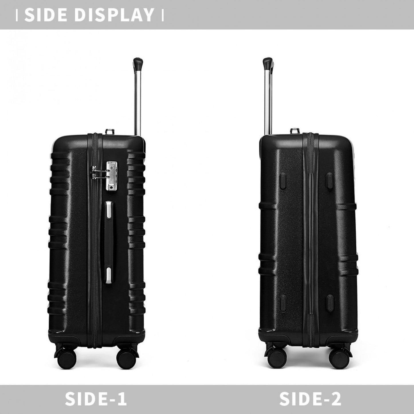 British Traveller 3 Pcs Set Durable Polycarbonate and ABS Hard Shell Suitcase With TSA Lock (K2391L) - Black