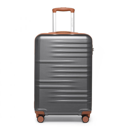 British Traveller Durable Polycarbonate and ABS Hard Shell Suitcase With TSA Lock (K2391L) - Grey & Brown