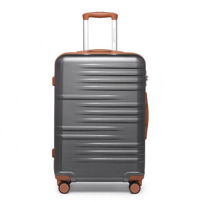 British Traveller Durable Polycarbonate and ABS Hard Shell Suitcase With TSA Lock (K2391L) - Grey & Brown