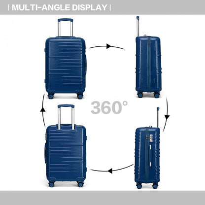 British Traveller 3 Pcs Set Durable Polycarbonate and ABS Hard Shell Suitcase With TSA Lock (K2391L) - Navy