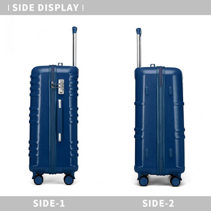 British Traveller Durable Polycarbonate and ABS Hard Shell Suitcase With TSA Lock (K2391L) - Navy