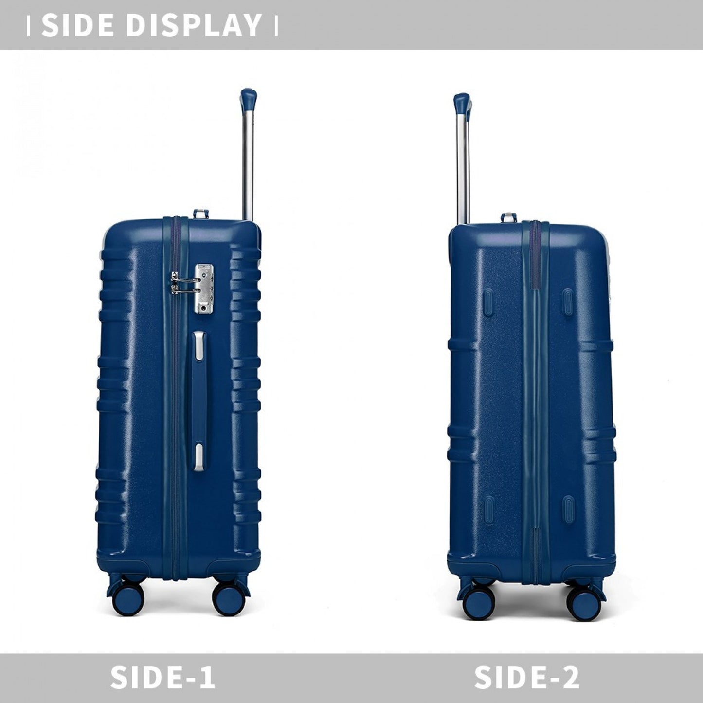 British Traveller 3 Pcs Set Durable Polycarbonate and ABS Hard Shell Suitcase With TSA Lock (K2391L) - Navy
