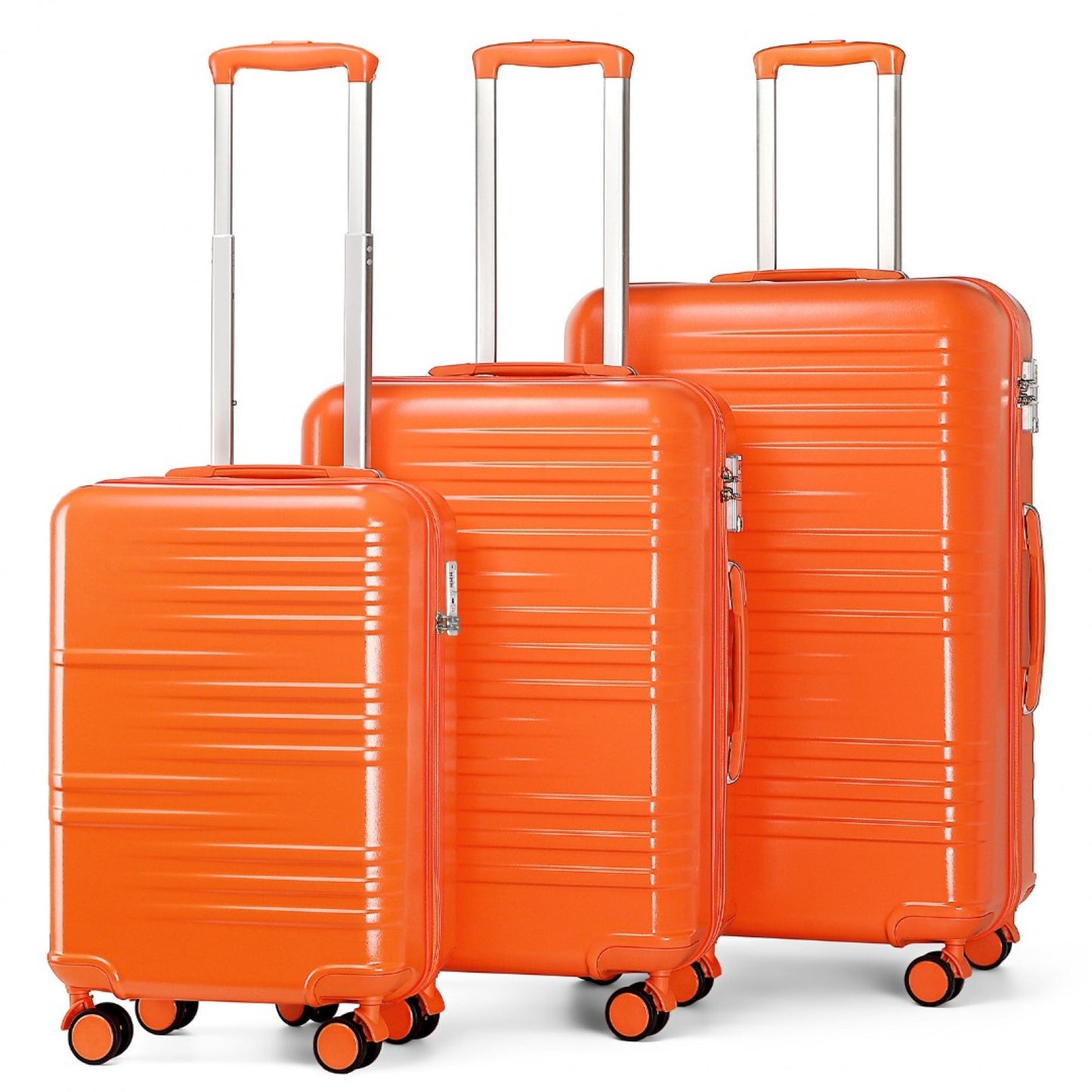 British Traveller 3 Pcs Set Durable Polycarbonate and ABS Hard Shell Suitcase With TSA Lock (K2391L) - Orange