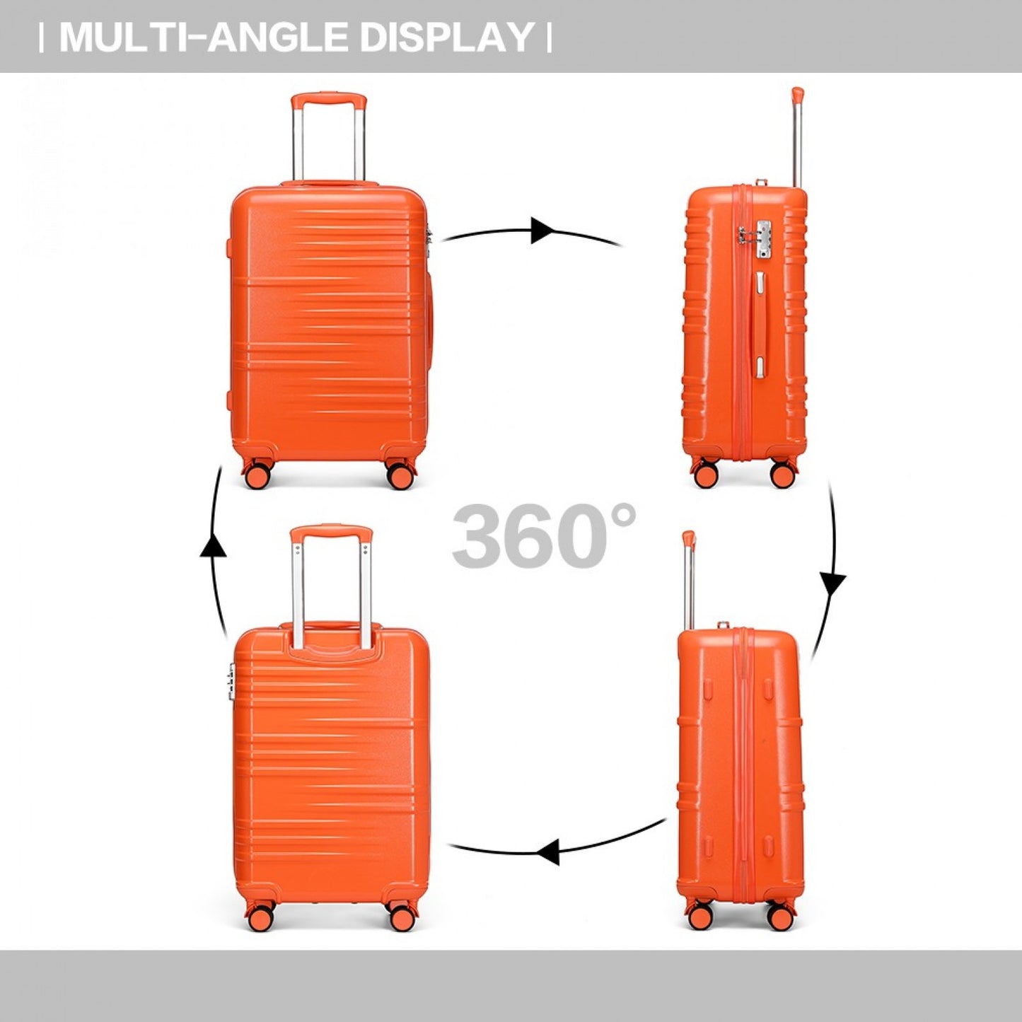 British Traveller 3 Pcs Set Durable Polycarbonate and ABS Hard Shell Suitcase With TSA Lock (K2391L) - Orange